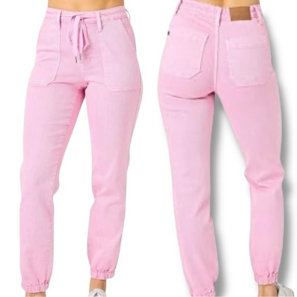 HOST POCK🎉 New ▶️ Judy Blue ◀️ High Waisted Pink  Denim Joggers  13/31
